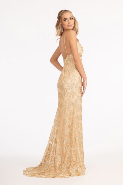 Glitter Embellished Mesh Mermaid Dress w/ Jewel Embellishment and Detached Layer