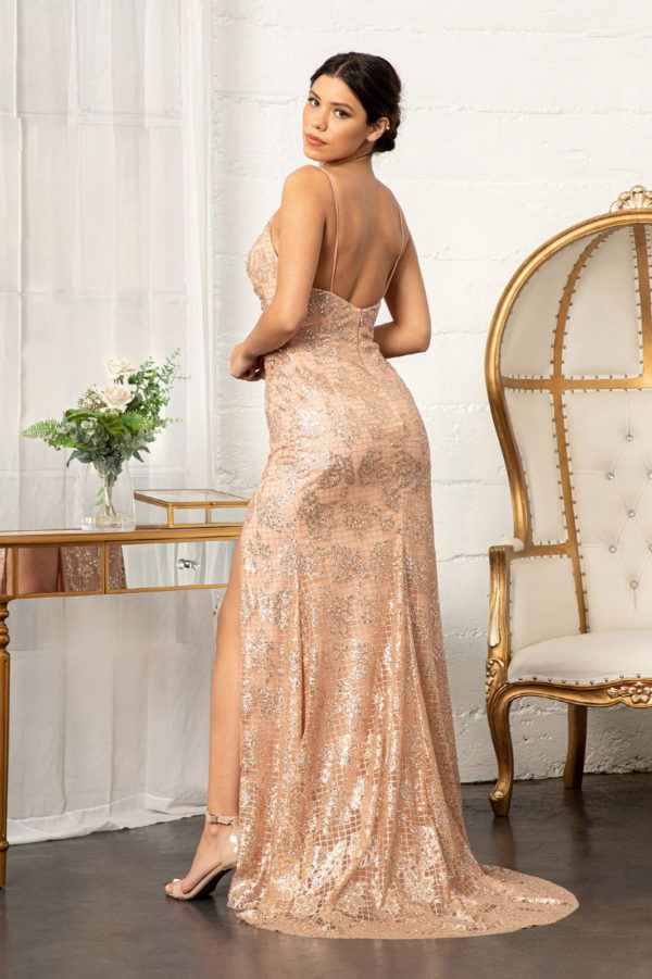 Glitter Embellished Mesh Mermaid Dress w/ Jewel Embellishment and Detached Layer XS / Champagne Glitter Embellished Mesh Mermaid Dress w/ Jewel Embellishment and Detached Layer XS / Champagne