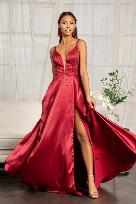 Illusion Sweetheart Neckline Satin A-line Dress w/ Lace-up Back