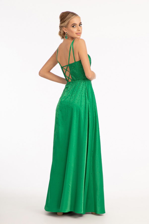 Illusion Sweetheart Neckline Satin A-line Dress w/ Lace-up Back