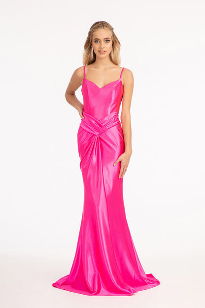 Sweetheart Satin Mermaid Dress w/ Open Back and Side Gathered Waistline