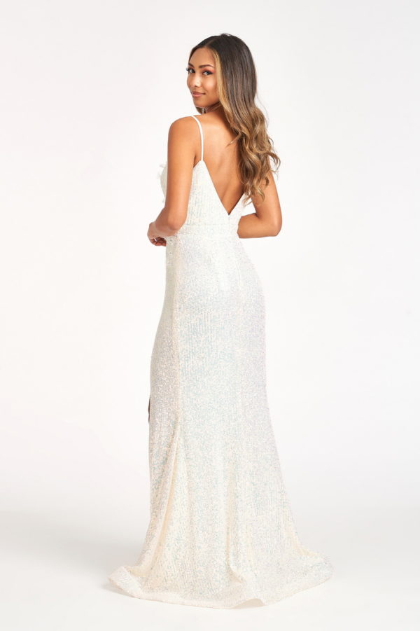 Sequin Embellished Embroidered Mermaid Dress w/ Side Slit Sequin Embellished Embroidered Mermaid Dress w/ Side Slit