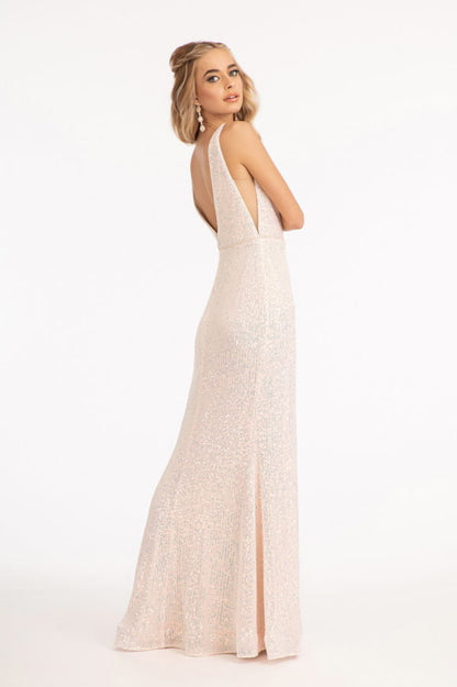 Sequin Embellished Mermaid Dress w/ Jewel Embellished Detached Mesh Layer