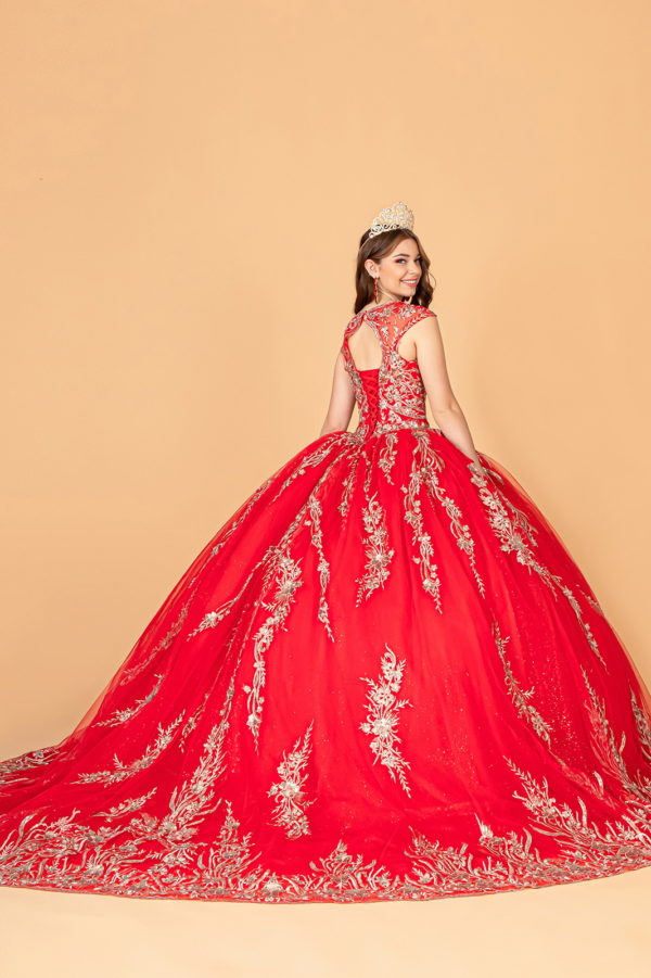 فستان Quinceanera مزين بالترتر اللامع مع ظهر مشد 