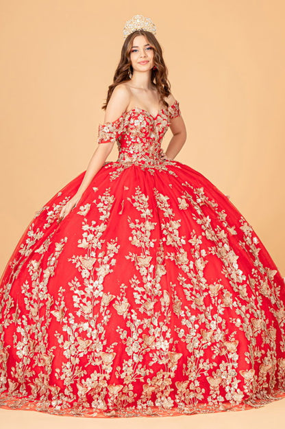 3-D Butterfly Applique Sweetheart Quinceanera Dress w/ Corset Back