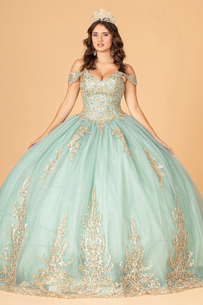 الذهب المطرزة شبكة ثوب الكرة Quinceanera ث / مشد الظهر 