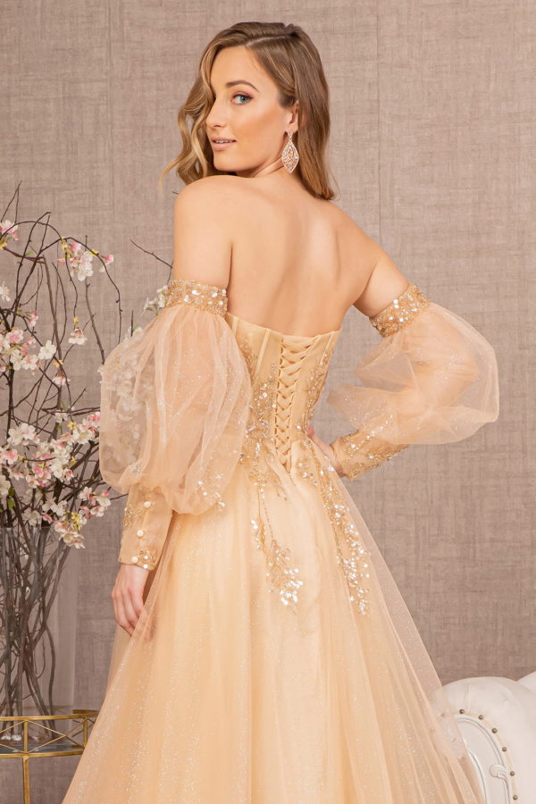 Sequin Glitter Sheer Bodice Illusion Sweetheart A-line Mesh Dress XS / Light Gold Sequin Glitter Sheer Bodice Illusion Sweetheart A-line Mesh Dress XS / Light Gold