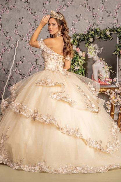 Jewel Sequin Sweetheart Off Shoulder Mesh Ball Gown