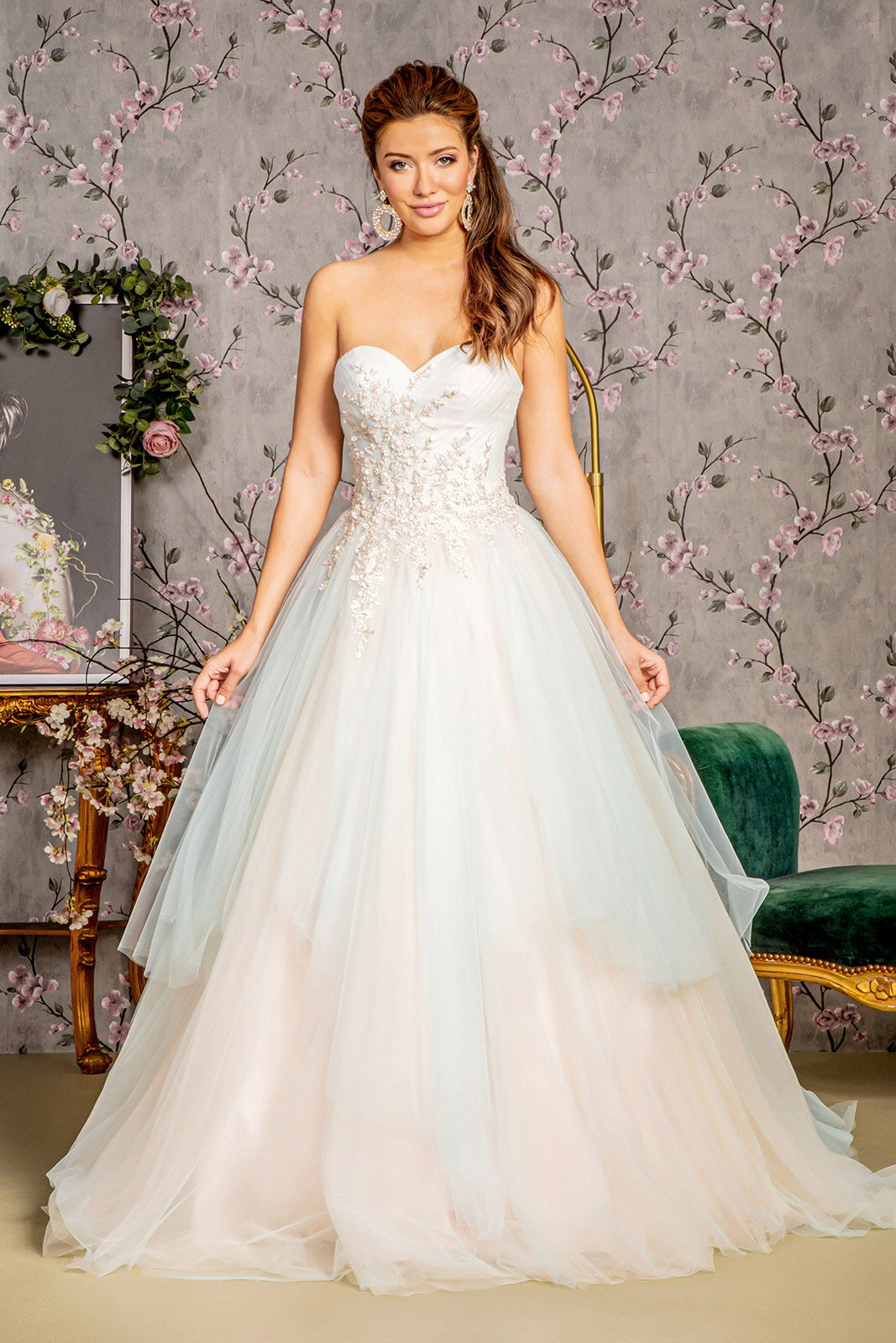 Sweethearted Strapless Mesh Layered A-Line Prom Dress Tux-USA Sweethearted Strapless Mesh Layered A-Line Prom Dress Tux-USA