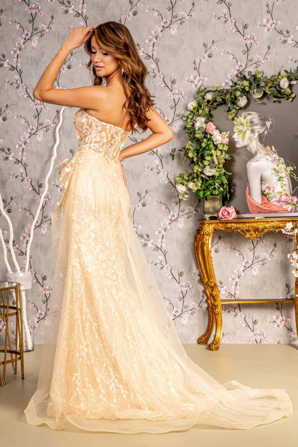 jewel mesh dress GLS by Gloria GL3585 - Long Mesh Trumpet Dress