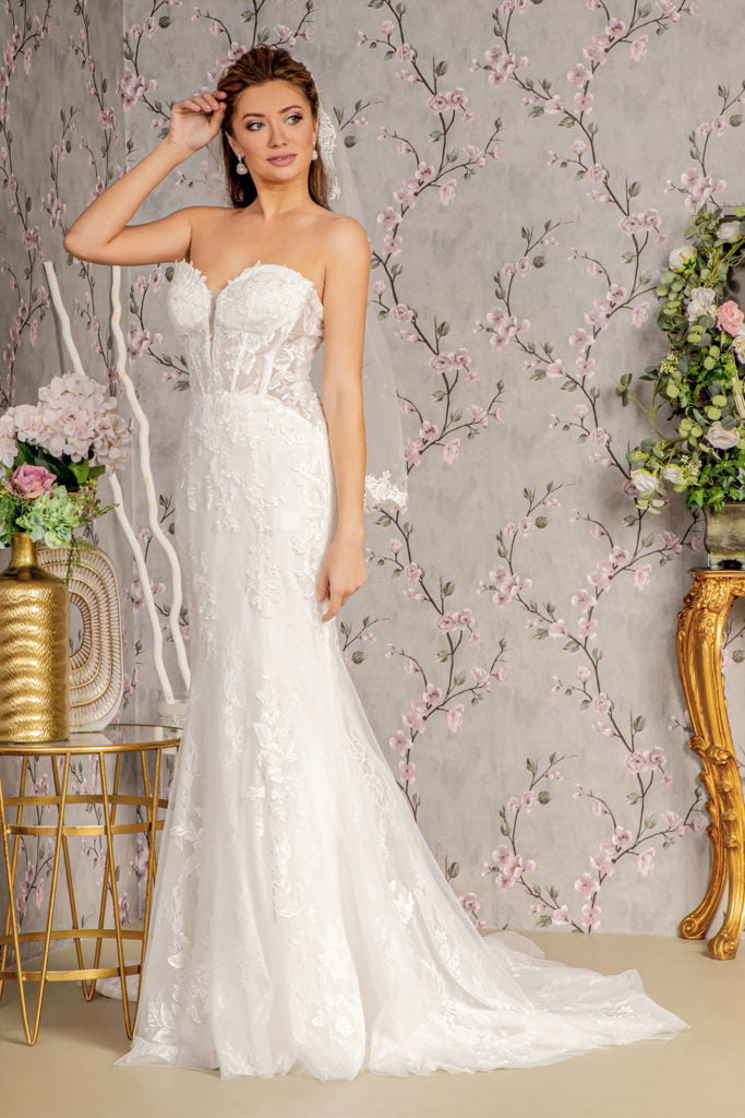Glitter Mermaid Long Wedding Gown - White / XS Glitter Mermaid Long Wedding Gown - White / XS