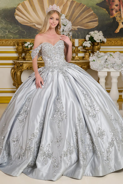 Embellished Detachable Shoulder Straps Satin Ball Gown W Detachable Back Bow