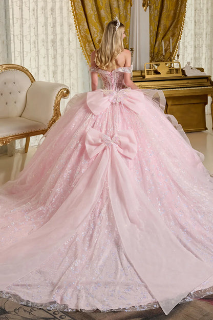 3d Butterfly Applique 3d Flower Beads Back Cascading Ruffle Layer Two Detachable Back Bow Ball Gown
