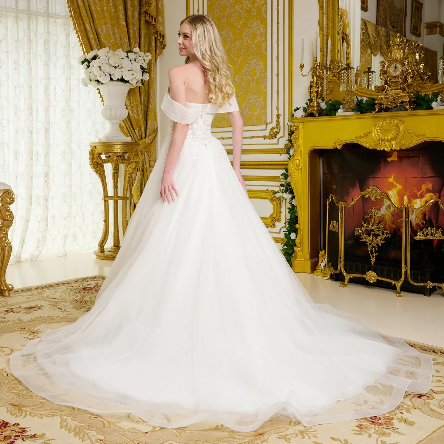 Wedding Gown A Voluminous A-Line Silhouette, With Shimmering Beads, Intricate Embroidery, And Sequins