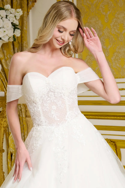 Wedding Gown A Voluminous A-Line Silhouette, With Shimmering Beads, Intricate Embroidery, And Sequins