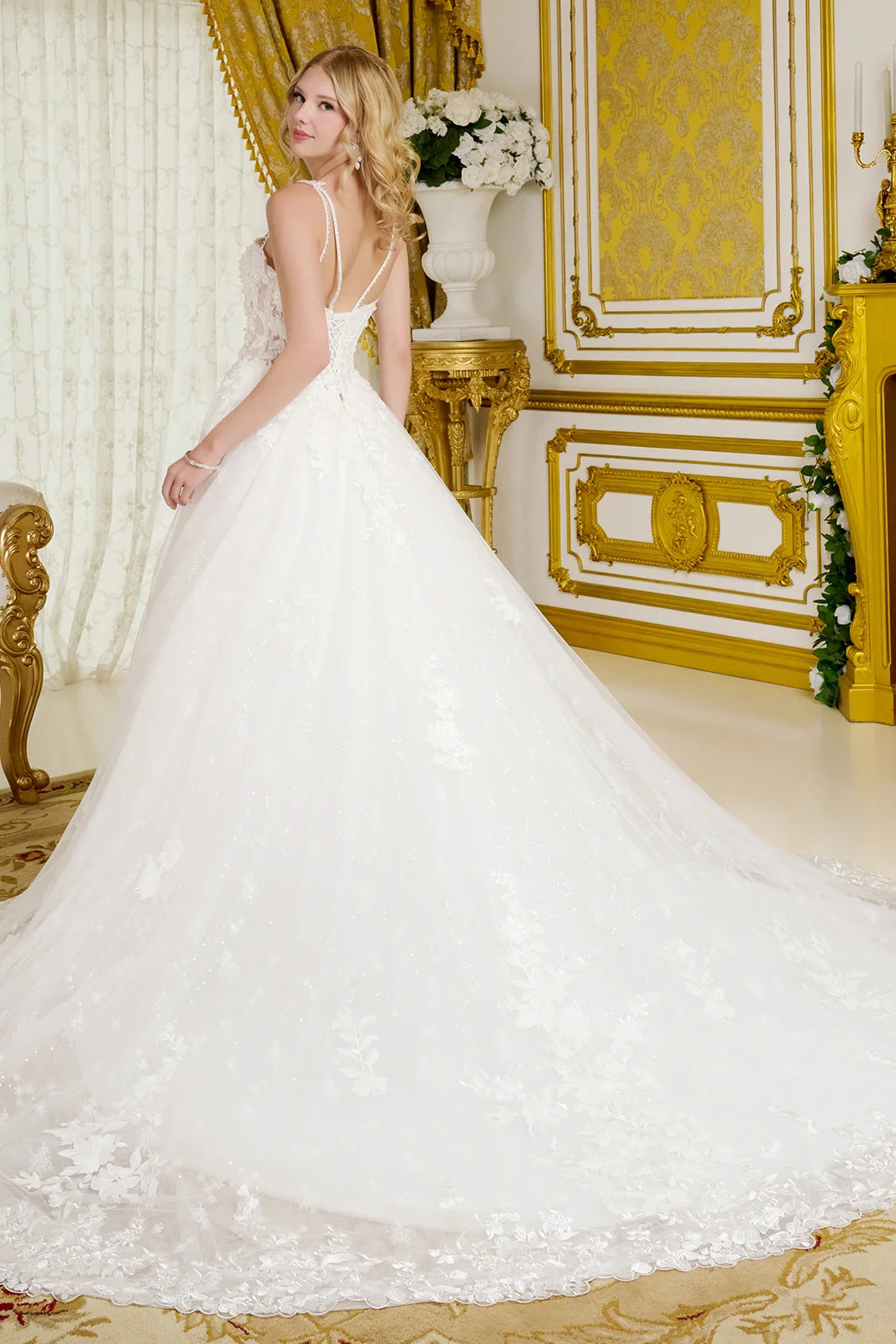 Spaghetti Straps, Sweetheart Neckline Bodice A-Line Wedding Gown