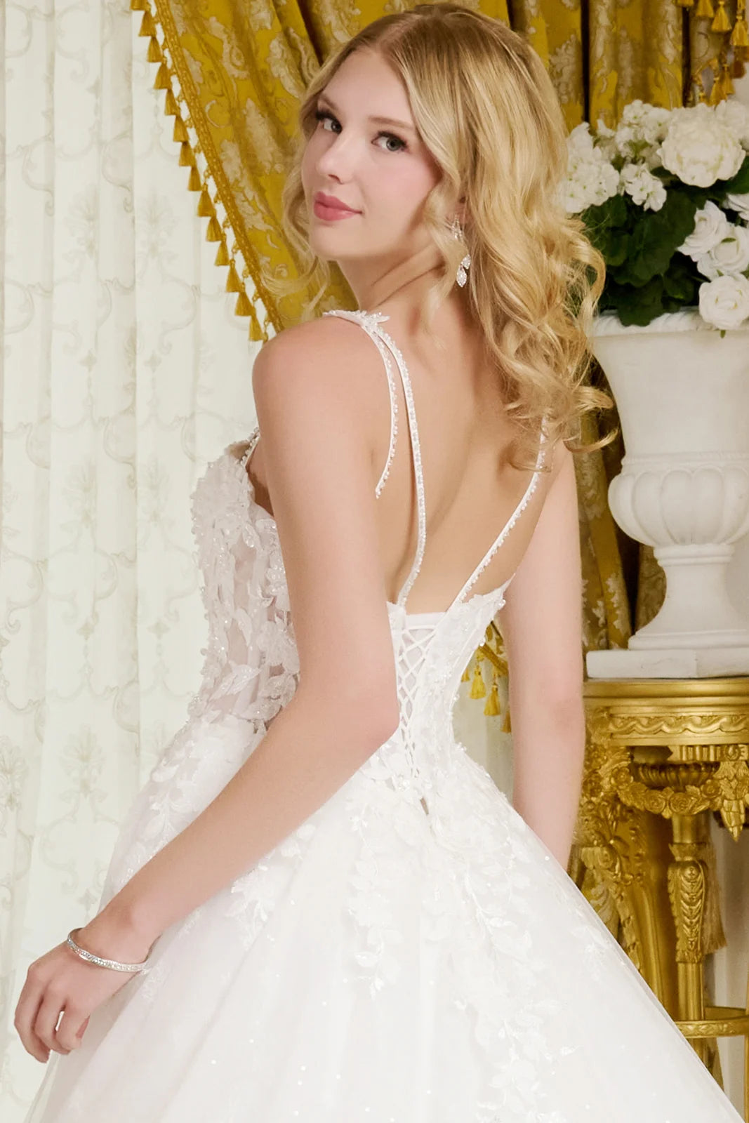 Spaghetti Straps, Sweetheart Neckline Bodice A-Line Wedding Gown