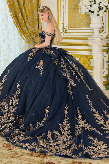 Detachable Off Shoulder Straps Pleated Satin Bust Embellished Gown With Detachable Back Bow