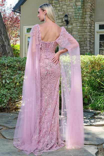 Embellished Cap Sleeves Over Cape Sleeves Fitted Corset Cover Dress