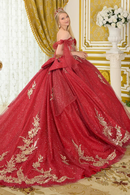 Tie Able Off Shoulder Straps Boat Neckline Pleat Detail Bodice Ball Gown Train With Detachable Back