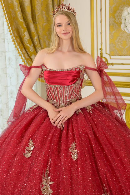 Tie Able Off Shoulder Straps Boat Neckline Pleat Detail Bodice Ball Gown Train With Detachable Back
