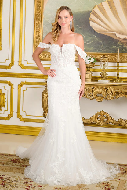 Fitted Wedding Dress With Detachable Straps And Corset Bodice With V-Neck