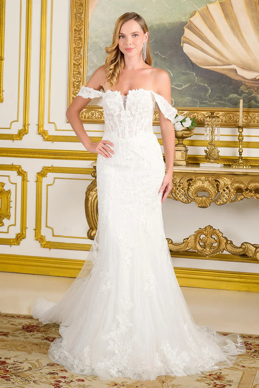 Fitted Wedding Dress With Detachable Straps And Corset Bodice With V-Neck