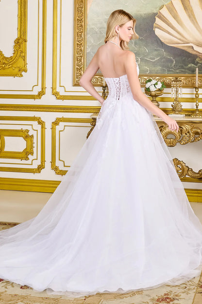 A-Line Wedding Dress With Embroidery, Sparkling Sequins, Strapless