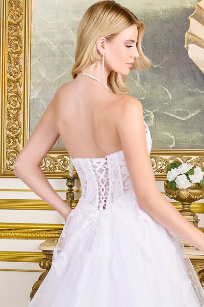 A-Line Wedding Dress With Embroidery, Sparkling Sequins, Strapless
