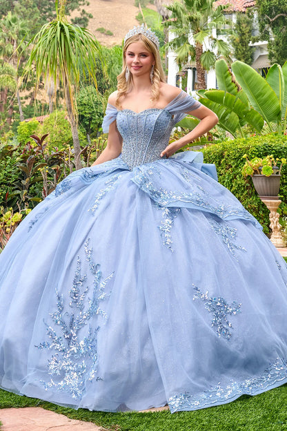 Ruched Off Shoulder Straps Corset Cover Bodice Train Ball Gown Overskirt With Detachable Bow