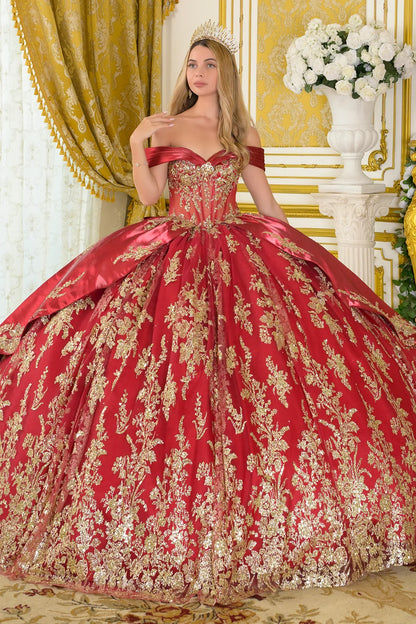 Satin Pleated Off Shoulder Straps Detachable Satin Overskirt Train Gown With Detachable Back Bow