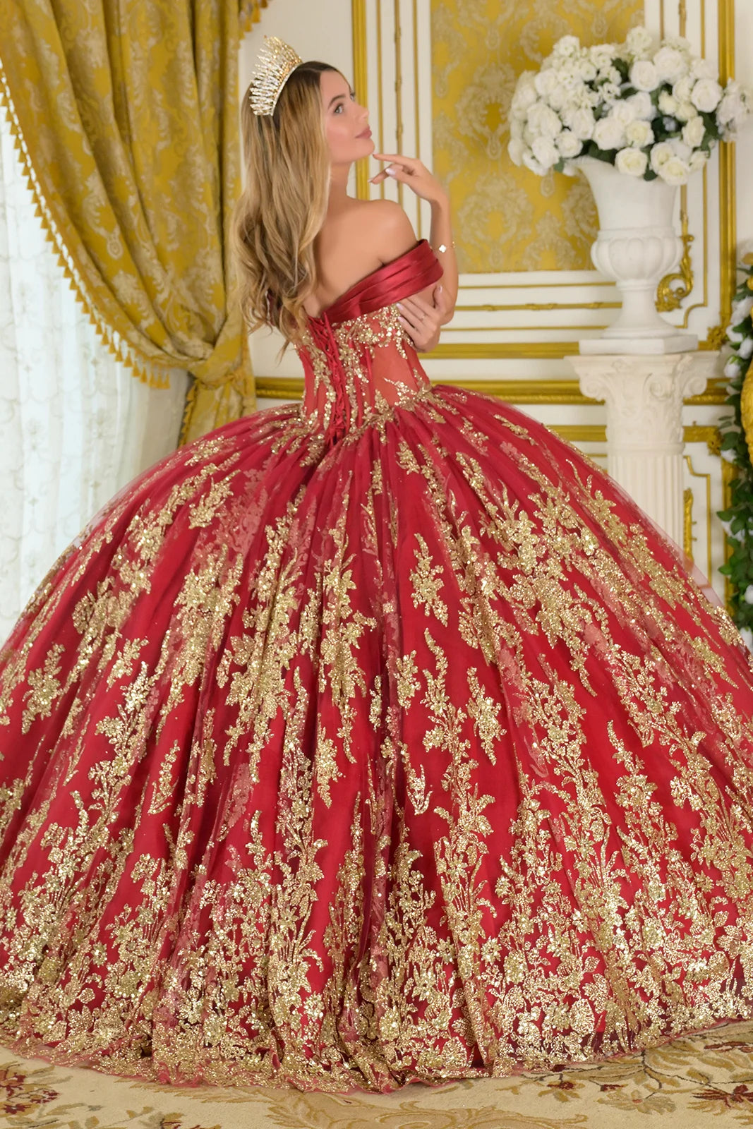 Satin Pleated Off Shoulder Straps Detachable Satin Overskirt Train Gown With Detachable Back Bow