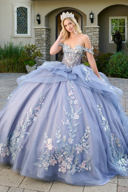 3d Butterfly Applique Shoulder Straps V Neck Corset Train Ball Gown With Detachable Train Tail Bow