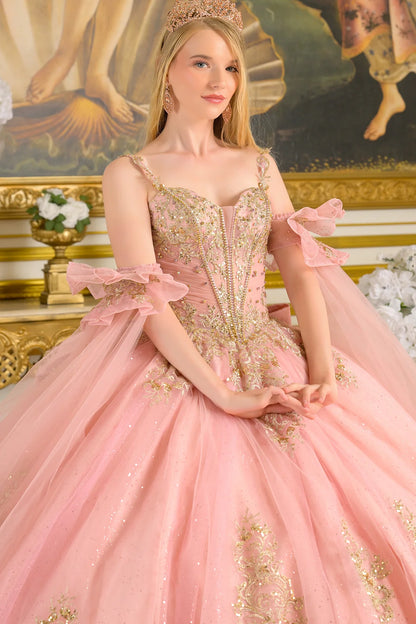 Spaghetti Straps Ruched Bodice Gown With Detachable Bow And Matching Detached Cuff Cape Sleeves