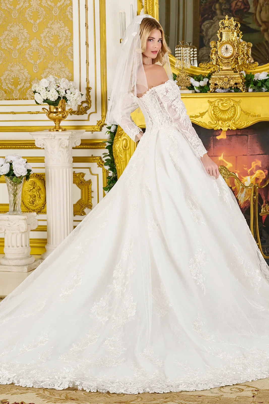 GLS GL3824 Ball Gown Beaded Long Floral Bridal Corset Lace Wedding Dress GLS GL3824 Ball Gown Beaded Long Floral Bridal Corset Lace Wedding Dress
