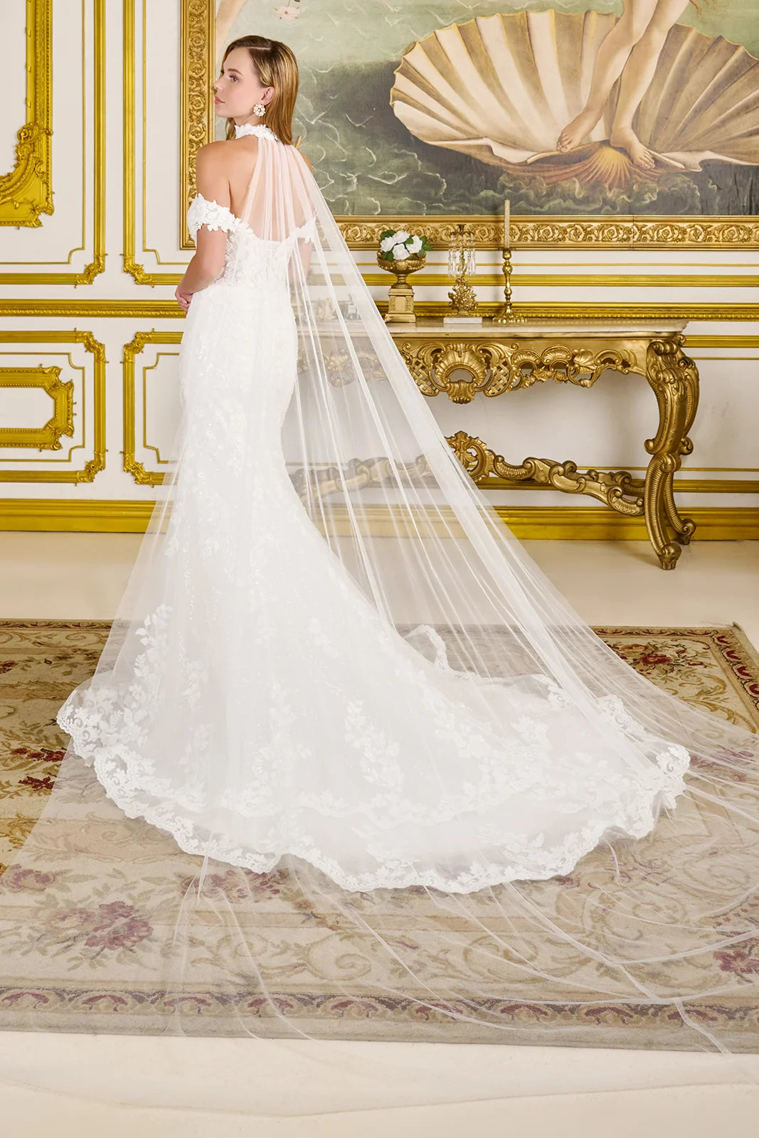 Fitted Wedding Dress With Off-The-Shoulder Design, Appliqus, Embroide Tux-USA Fitted Wedding Dress With Off-The-Shoulder Design, Appliqus, Embroide Tux-USA