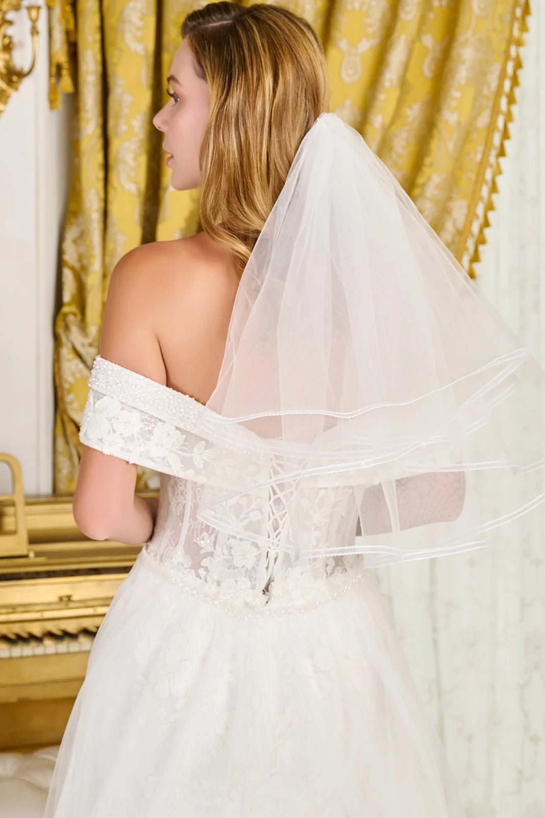 Intricately Detailed Off-Shoulder Wedding Gown