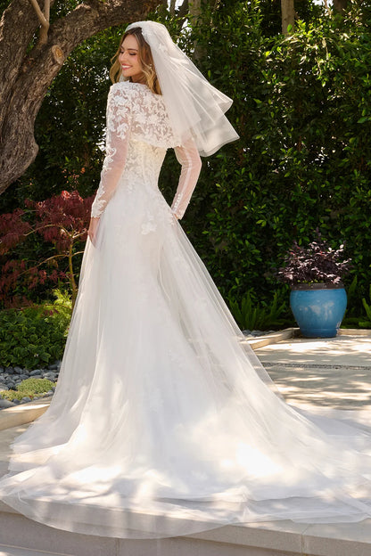 Strapless Fitted Wedding Dress With Matching Underbust Corset Dress And Dangling Bead Bolero