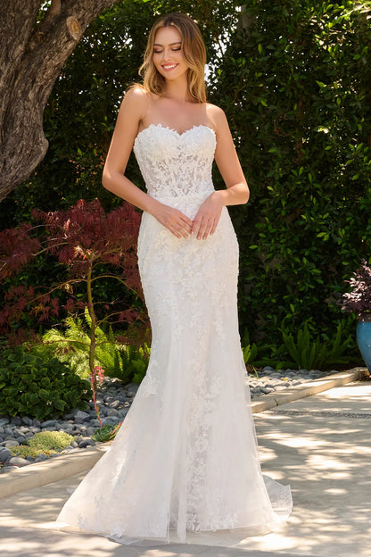 Strapless Fitted Wedding Dress With Matching Underbust Corset Dress And Dangling Bead Bolero