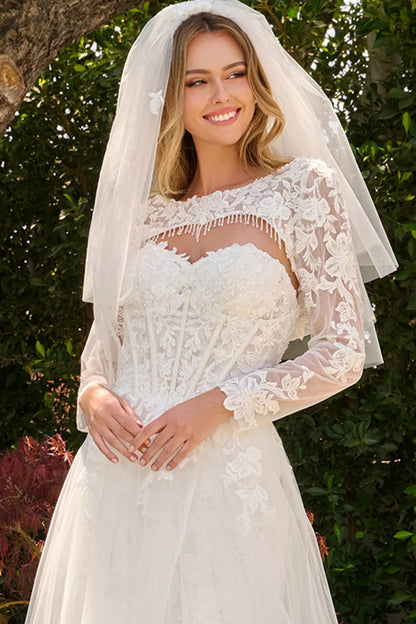 Strapless Fitted Wedding Dress With Matching Underbust Corset Dress And Dangling Bead Bolero