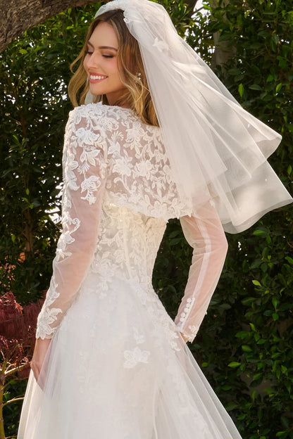 Strapless Fitted Wedding Dress With Matching Underbust Corset Dress And Dangling Bead Bolero
