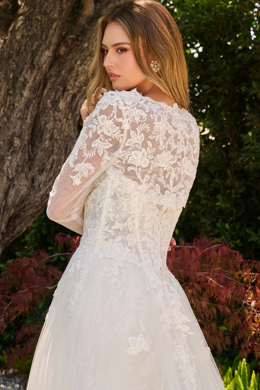 Strapless Fitted Wedding Dress With Matching Underbust Corset Dress And Dangling Bead Bolero
