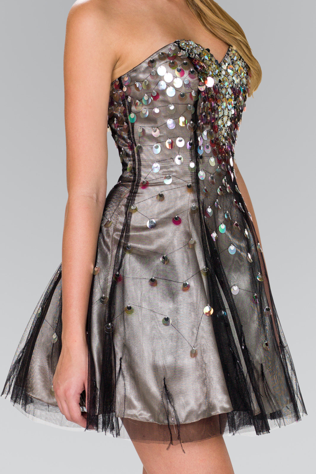 Strapless Sweetheart Short Dress with Sparkling Sequin