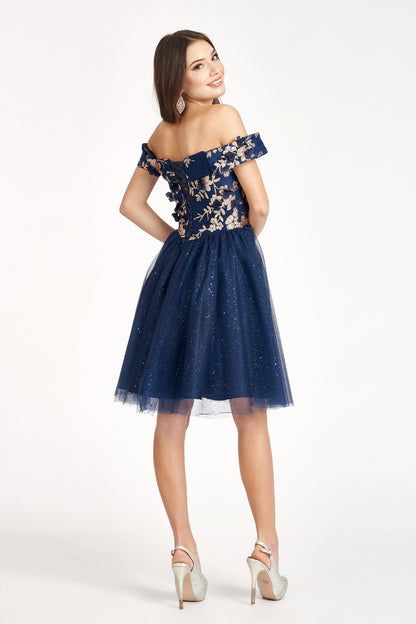 Sweethearted Glitter Mesh Homecoming Dress w/ Corset Back