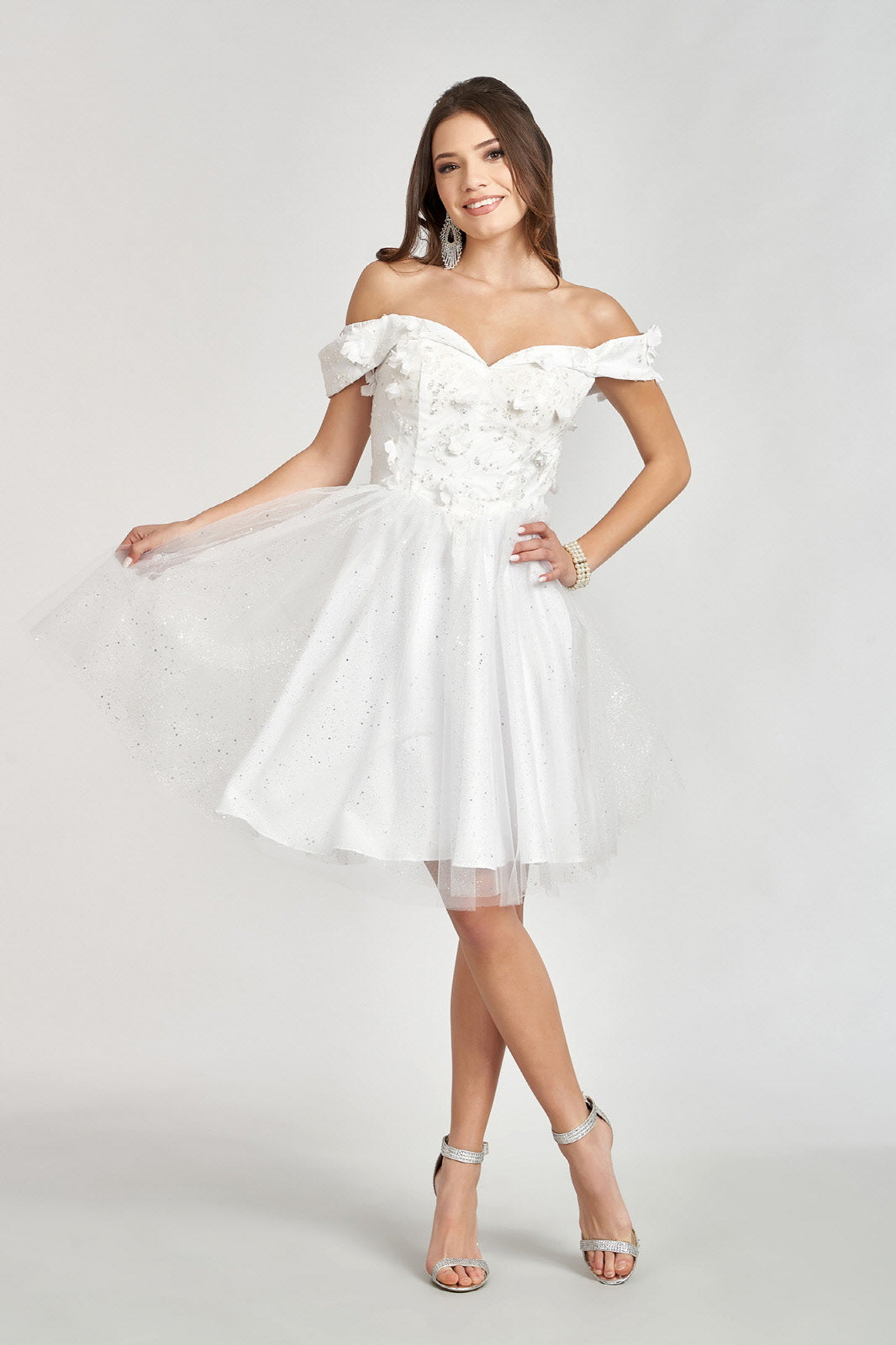 Sweethearted Glitter Mesh Homecoming Dress w/ Corset Back