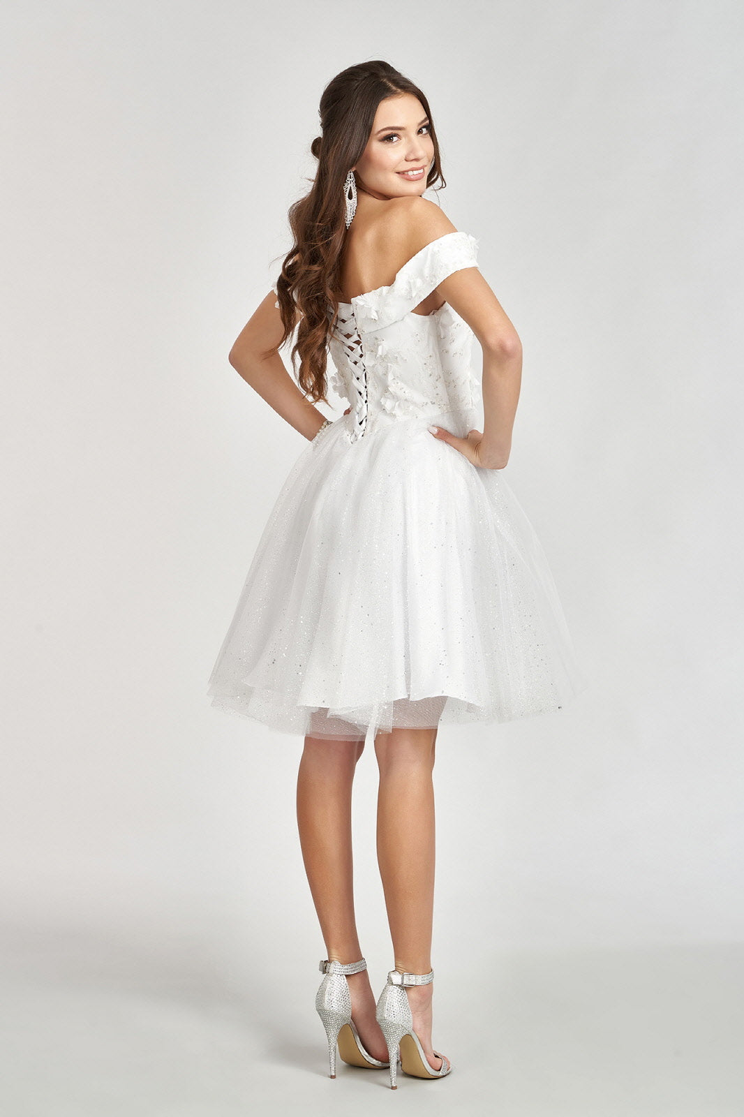 Sweethearted Glitter Mesh Homecoming Dress w/ Corset Back