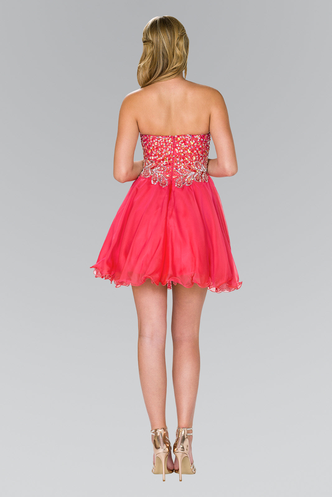 Strapless Sweetheart Short Dress with Jewel and Sequin Embellished Bodice