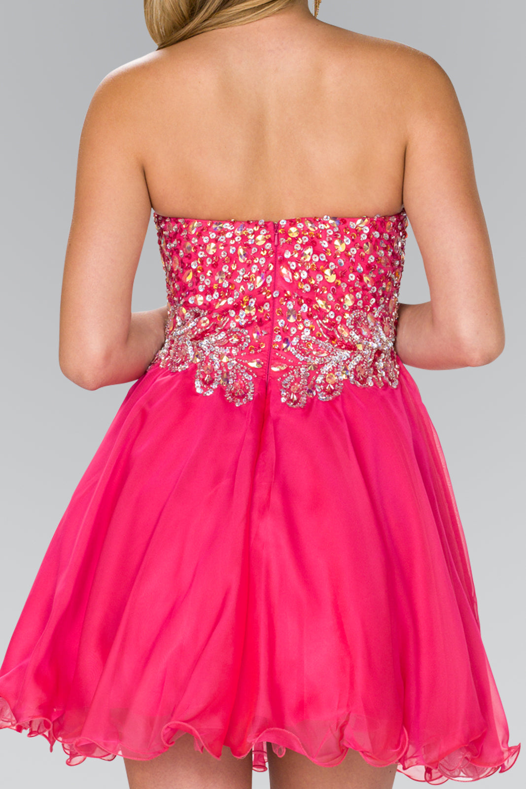 Strapless Sweetheart Short Dress with Jewel and Sequin Embellished Bodice