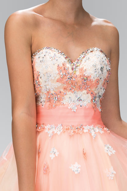 Strapless Sweetheart Tulle Short Dress with Lace Embellished Bodice