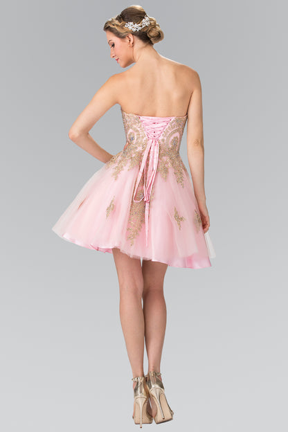 Sweethearted A-line Tulle Short Dress with Corset Back